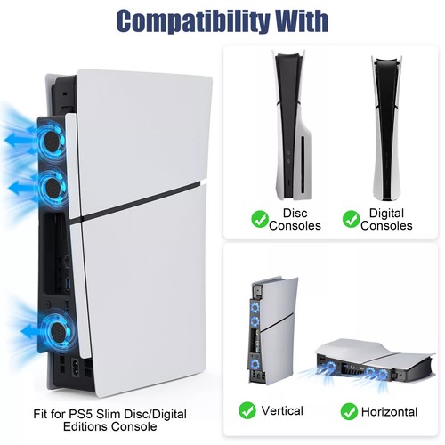 External Cooling Fan For PS5 Slim Disc/Digital Console Cooler Fan LED + USB 3.0 - Picture 2 of 7