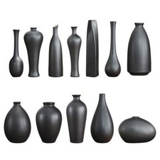 Nordic Black Ceramic Dry Flower Vase Indoor Office Living Room
