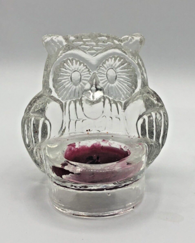 Clear Glass OWL Votive Tealight Candle Holder 4" - Picture 1 of 2