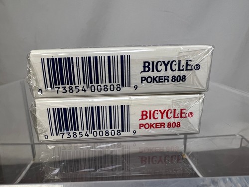 Vintage 2 Decks Bicycle Poker 808 Blue/Red Rider Back Playing Cards Sealed - Picture 8 of 10