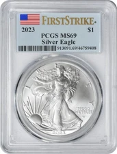 2023 $1 American Silver Eagle MS69 First Strike PCGS
