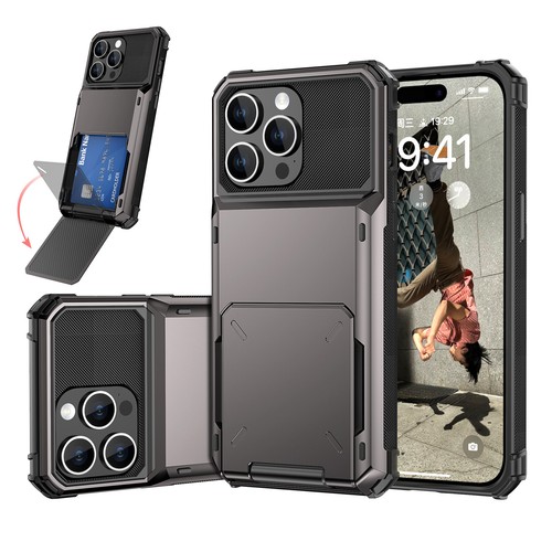 Für iPhone 15 Pro Max 15 Plus Robuste Karten Brieftasche Stoßfest Robuste Hülle - Bild 1 von 14