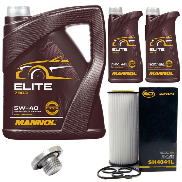 MotoröL Set Mannol Elite 5W40 7 Liter + ÖLfilter + Schraube FüR BMW 3Er 330D E46-image