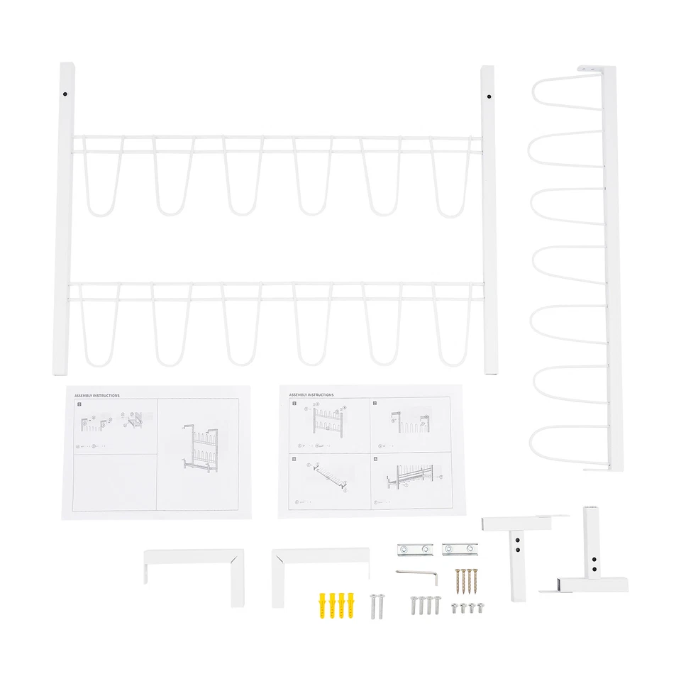 Zapatero montado en la pared de 3 niveles, organizador de zapatos colgante de alambre de metal blanco Foto 4 de 4