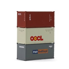 3pcs Different N Scale 20ft Container 1:160 Shipping Container Freight Car