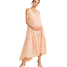 Hatch Maternity Women's THE ANAELLE DRESS Silk Blend Apricot Size 0 XS/0-2 NEW