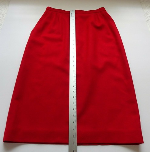 EVAN PICONE VINTAGE Bleistiftrock Midi 100 % Kammgarn Wolle Made in USA Rot 10 - Bild 11 von 12