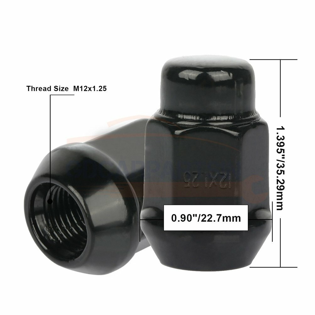 マイ LOUNIE 733919F6 24 Set Black M12x1.25 Hex Size 19mm Lug Nuts Fits Infiniti