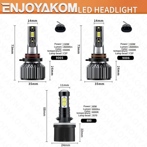 For Chevrolet Suburban 1500 2000-2006 LED Headlight Bulb Hi/Low+Fog Light Combo - Picture 7 of 12