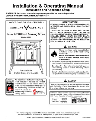 Vermont Castings Intrepid II Model 1990 Owners Manual for Wood Stove  Instruction | eBay