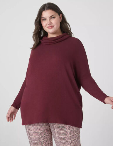 Lane Bryant Relaxed Funnel Cowlneck Tunic Maroon Plus Size 18/20 NWT