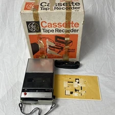Vintage GE Cassette Tape Recorder M8321A With Original Box & Manual TESTED -READ