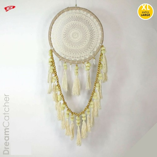 Macramé colgante de pared bohemio hecho a mano grande atrapasueños - Imagen 7 de 8