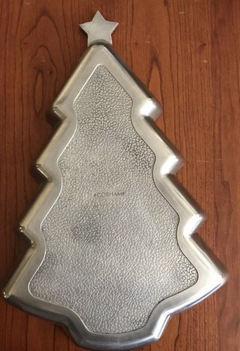 Gorham Tree Tray CHRISTMAS IN COLOR Silver Metal 14.25" H x 9.75" W x 1.25" D - Picture 3 of 6