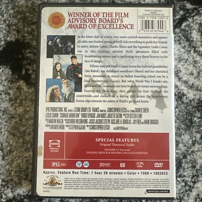 Courage Mountain Heidi's New Adventure 1989 DVD Charlie Sheen