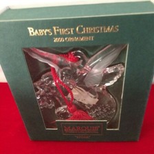 MARQUIS BY WATERFORD CRYSTALORNAMENT BABY'S FIRST CHRISTMAS 2000 NEW IN BOX STOR