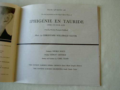 Programme: ROH Covent Garden 1961 GLUCK Iphigenie en Tauride Rita Gorr Solti - Picture 2 of 3