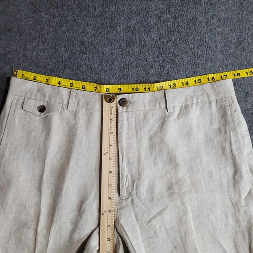 Claiborne 100% Linen Men's Pants Tag Size 34x30 Natural Beige Trousers Washable - Picture 3 of 7