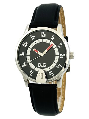 D&G Dolce & Gabbana Men's DW0622 Aspen Analog Black Leather Strap