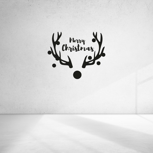 Merry Christmas Rudolph Deer Holiday Vinyl Wall Art Sticker Home Room Decals - Picture 3 of 6