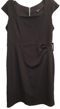 NWT Marina Black Sleeveless Knee Length Classic 16 Little Black Dress Gold Zip