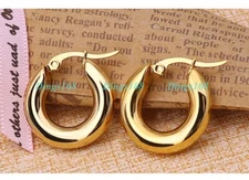 Genuine 18K Gold Filled Hypo-Allergenic Small-Medium Size Hoop Earrings X141Y