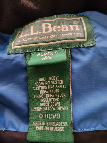 Womens Sz Medium LL Bean Puffer Goose Down Vest  Blue Black - Picture 3 of 3