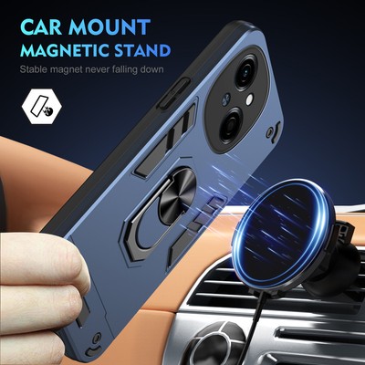 For Tecno Spark Go 1, Hybrid Armor Ring Holder Dual Layer Magnetic Case Cover