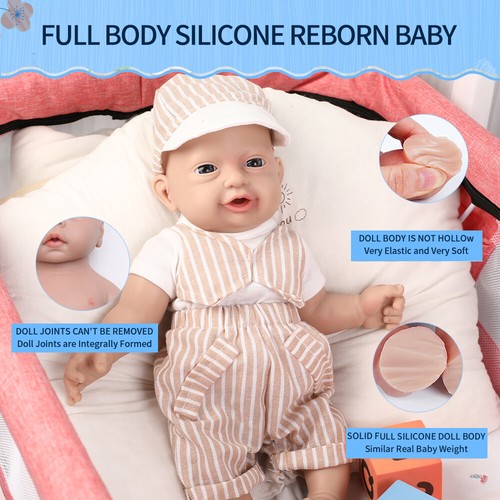 IVITA 14 Zoll handgefertigte Reborn Baby Lächeln Junge lebensechte Schlappen Silikonpuppe - Bild 12 von 12