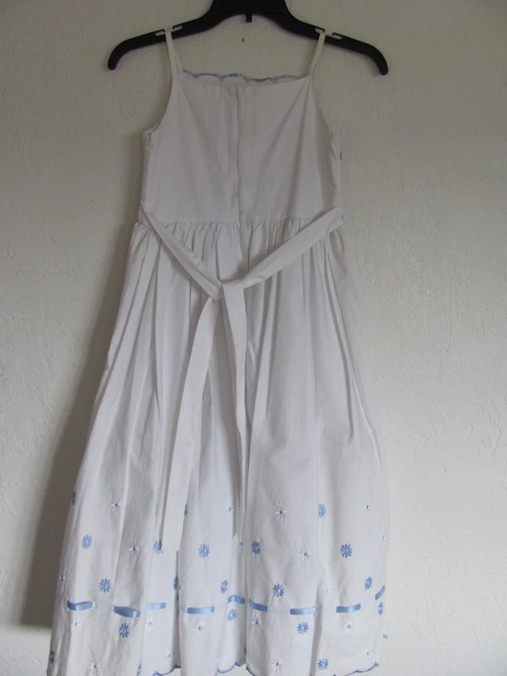 Vestido Biscotti bordado y cinta sin mangas - blanco y azul - talla 8 para niña Foto 4 de 4