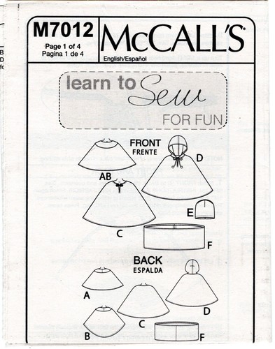 Children's/Girls' Ponchos, Hat & Scarf ©2014 McCall's Learn to Sew M7012 XS-S - Picture 3 of 5