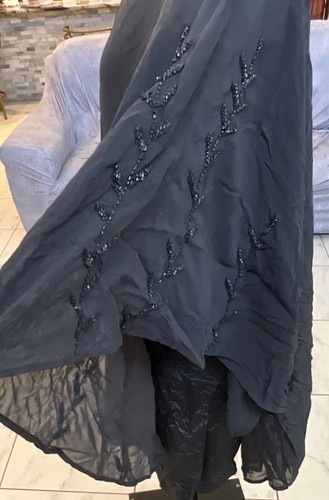 NEW Free People SZ L TUNIC BLACK Oversized SHIRT TOP LONG SLEEVE BEADED LAYERED - Picture 6 of 11