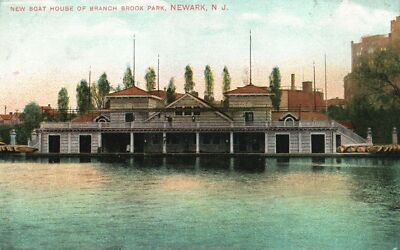 Vintage Postcard 1910's New Boat House of Branch Brook Park Newark New Jersey NJ