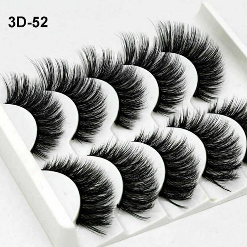 5Pair 3D Mink False Eyelashes Wispy Cross Long Thick Soft Fake Eye Lashes NEW UK - Picture 9 of 26