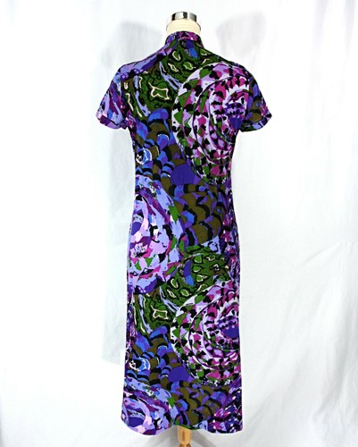Vintage Ken Scott Purple Psychedelic Snake Abstract Maxi Shirt Dress Gown - S M - Picture 6 of 10