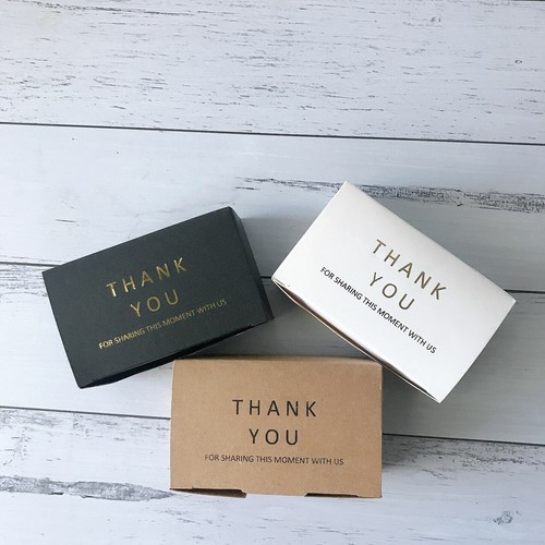 200x Kraft White Black Rectangle Thank You Wedding Party Baptism Favor Gift Box - Picture 2 of 12