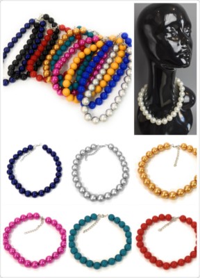Große 18mm Kunstperlen Perlenkette Vintage Statement tolle Gatsby Halskette Choker
