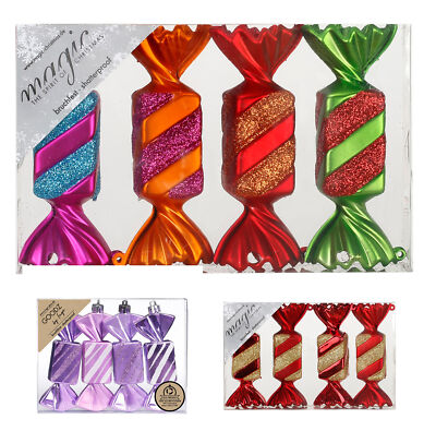 4 Anhänger Bonbons 10,5cm Christbaumschmuck Kunststoff Baumschmuck Farben Mix