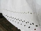 Vintage White Embroidered Eyelet Lace Twin Bedskirt Platform top 14" Dp NO Split