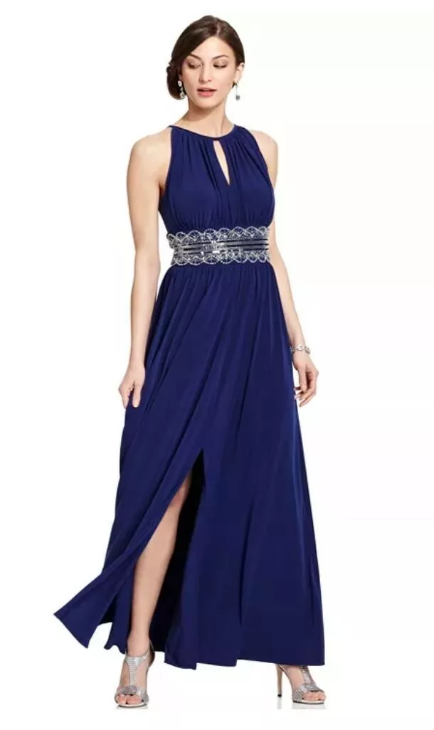 R M Richards Royal Blue Halter Style Floor Length Ladies Party