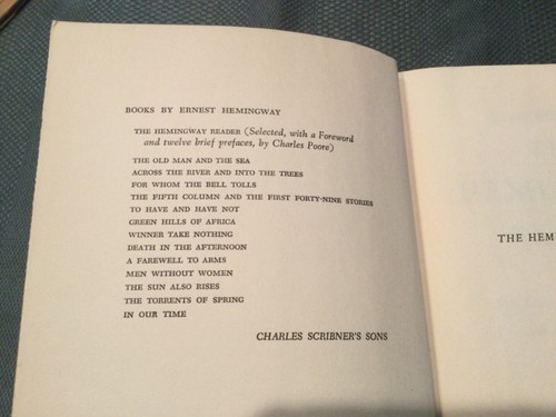 The Hemingway Reader by Charles Poore, 1953 Charles Scribner's Sons Hardcover - Picture 4 of 6
