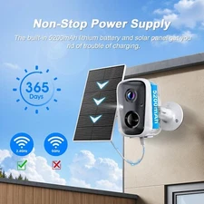 2K 4MP Solar WiFi CCTV Security Camera Outdoor Home Waterproof PIR 2-Way Audio