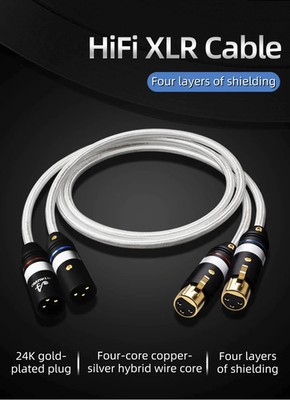 ATAUDIO Hifi Silver-Plated OCC Copper Silver-Plated XLR Audio Cables, .5m, Pair