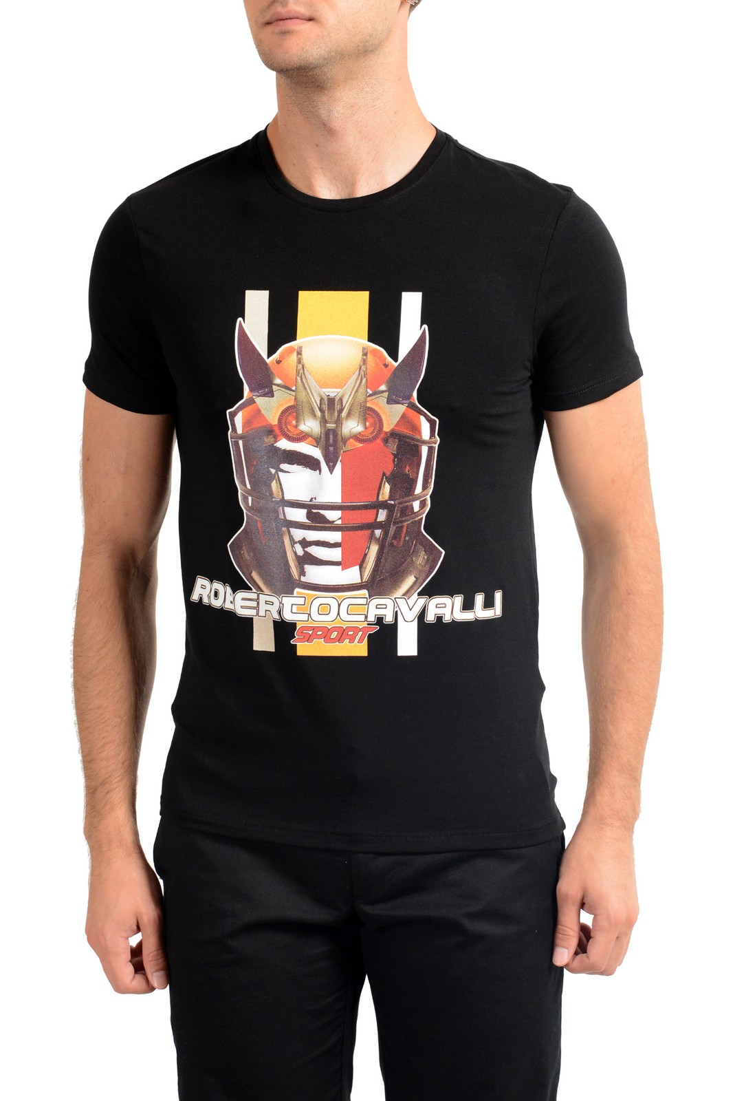 Roberto Cavalli SPORT Mens Black Graphic Stretch T-Shirt US L IT 52 10790₽
