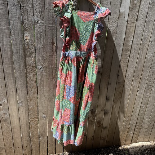 Grembiule patchwork Calico vintage anni 60 70 maxi taglia unica Pinafore Cottagecore - Foto 3 di 17