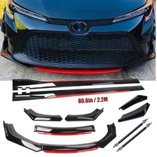 Front Bumper Lip Spoiler Splitter Body Kit Glossy Black +R For Toyota Camry 2
