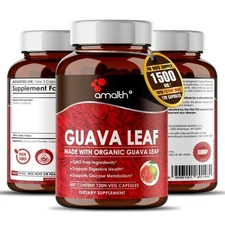 Organic Guava Leaf Powder Guajava Blood Sugar Supplement 1500mg 120 Capsules