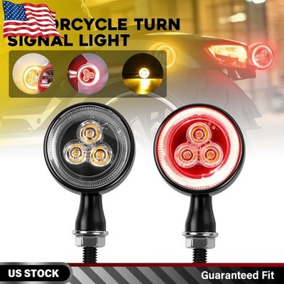2PCS Motorcycle LED Turn Signal Light Front Rear Blinker Indicator Light Black