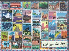 "Wish You were Here"  1000-Piece Postage Stamps Puzzle by Re-marks
