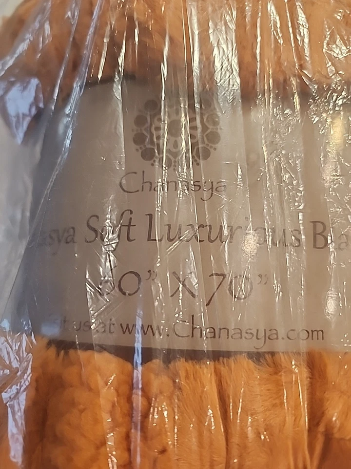 Chanasya Solid Soft Luxurious Faux Long Fur Throw Blanket Orange 60" x 70" NEW - Image 2 of 4